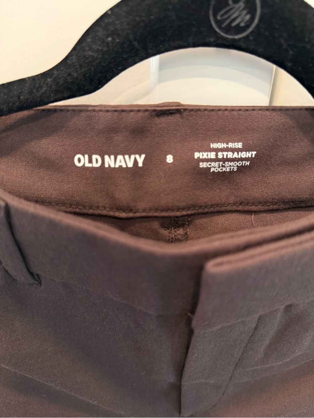 Old Navy Dark Brown High-Rise Pixie Straight Pants - Picture 5 of 7